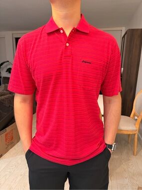 Supreme fuschia Thin-Striped Men’s Polo Shirt